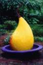 Pear on Blue Dish Fountain Sculpture